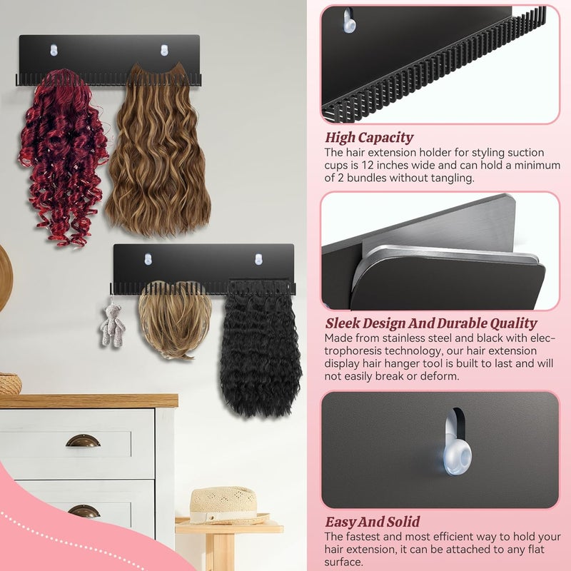 Yingsi-fty Hair Extension Holder for Styling Hair Stands Stainless Steel Hair Extension Display Hair Hanger Tool for Washing, Clip-In, Tape-In Extensions, Coloring and Blow-Drying of Weft - Image 3